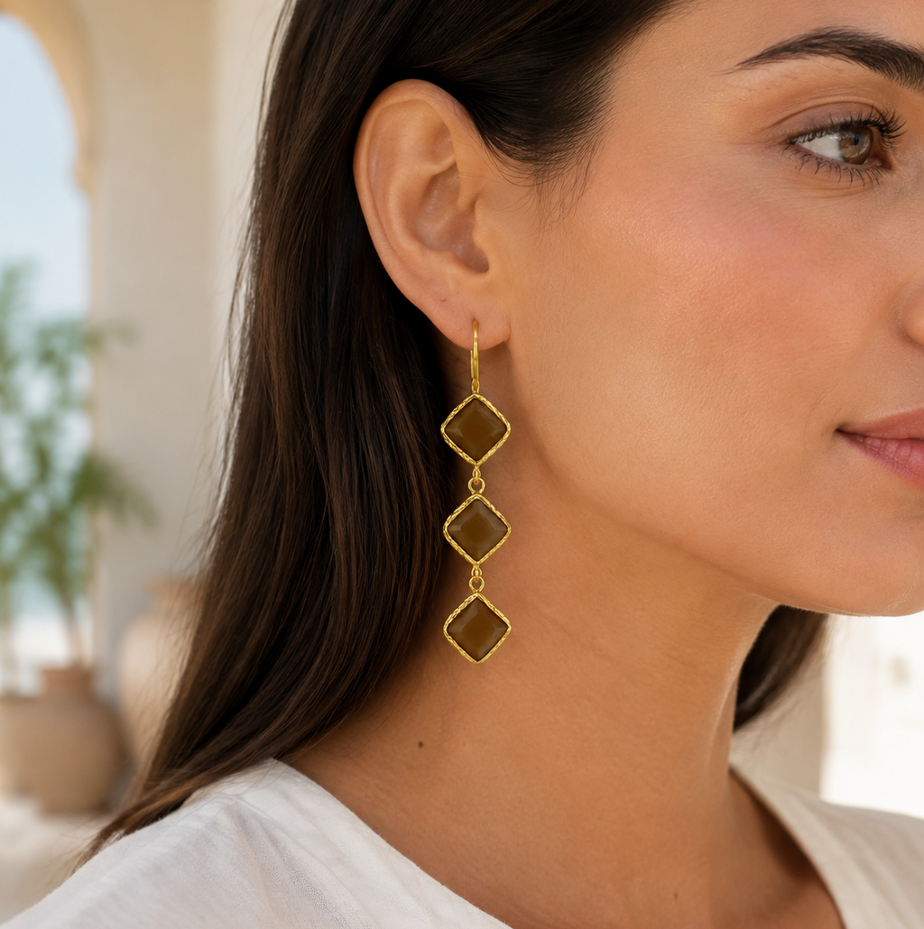 Caramel Glow Drop Earrings