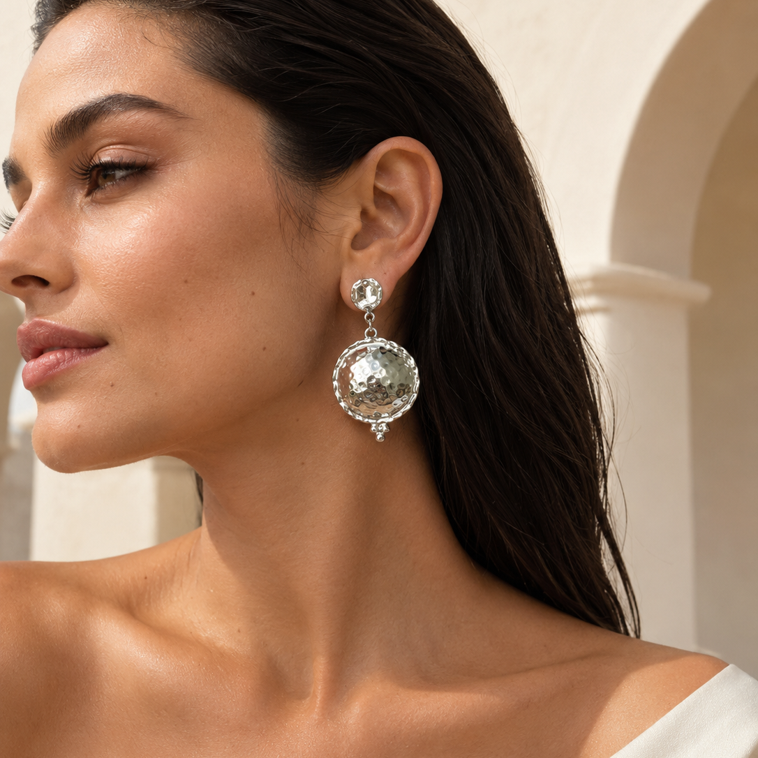 Selene Hammered Silver-Plated Earrings