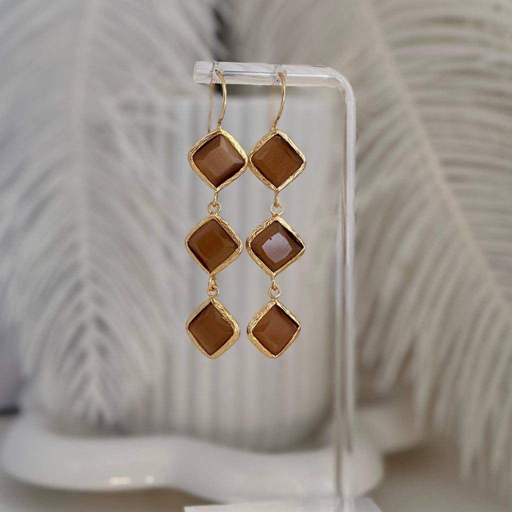 Caramel Glow Drop Earrings