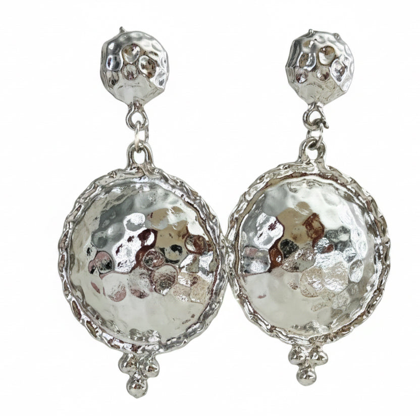 Selene Hammered Silver-Plated Earrings