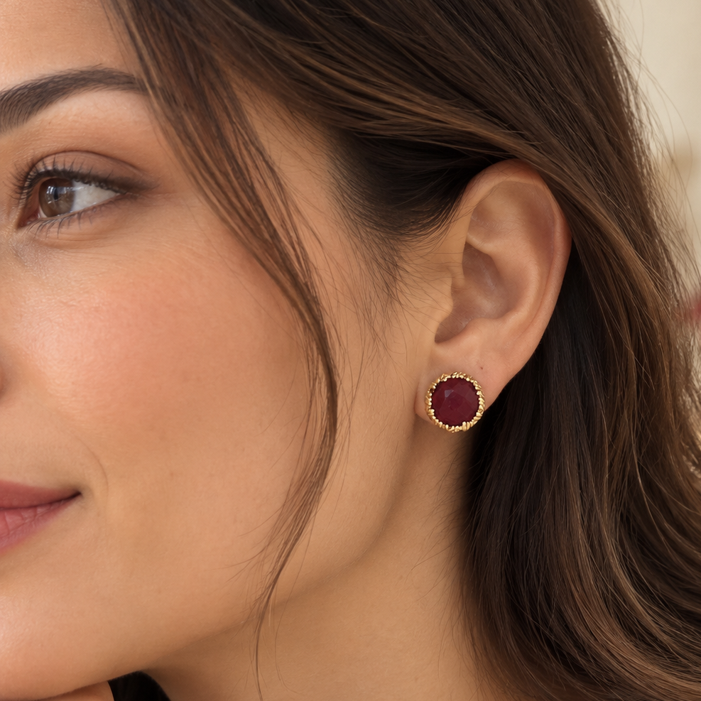 Crimson Stud Earrings
