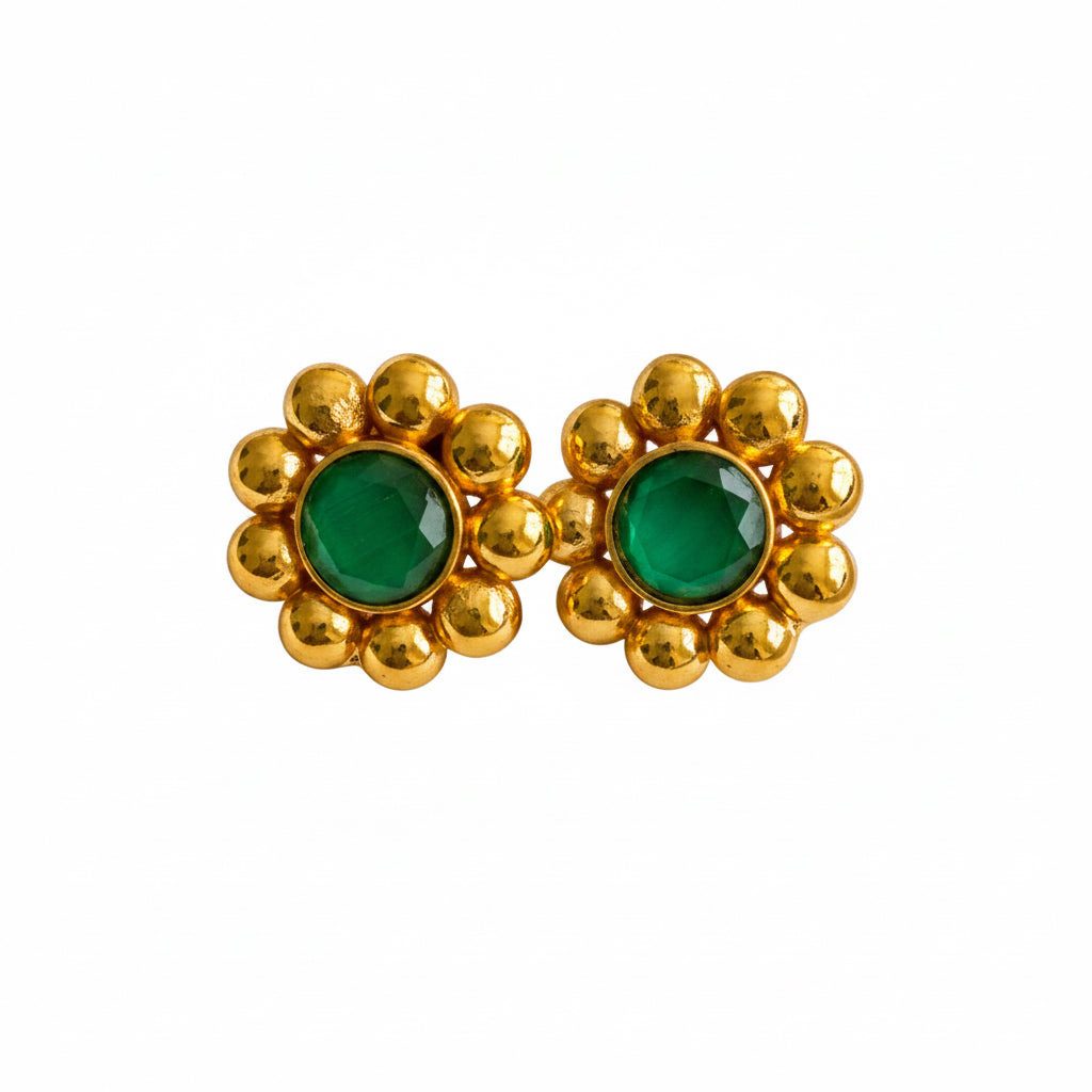 Semi precious stone and 22k gold plated brass